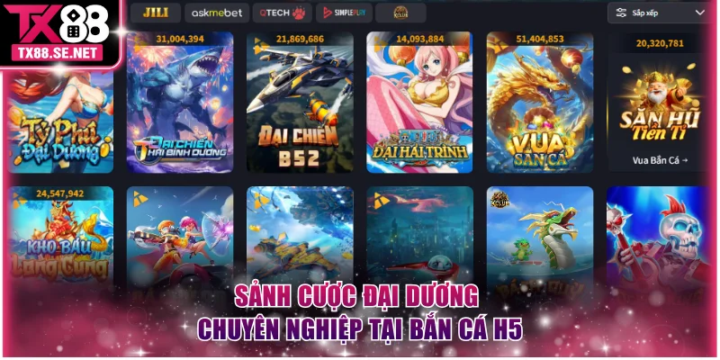 Sảnh cược đại dương chuyên nghiệp tại bắn cá H5