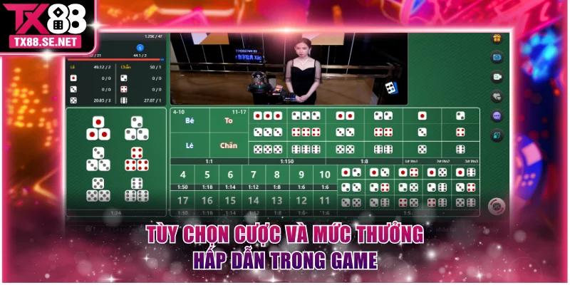 Tùy chọn cược và mức thưởng hấp dẫn trong game